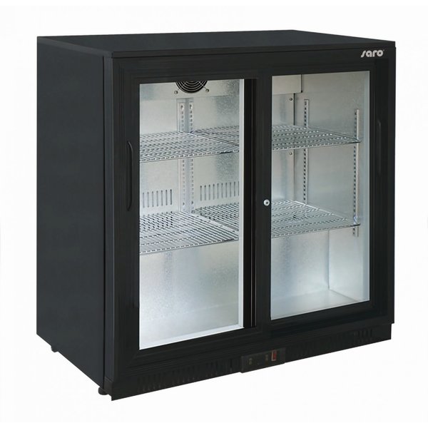 Barkoelkast zwart | 198 liter | Met 2 schuifdeuren | Geforceerd | 230V | 900x520x850(h)mm