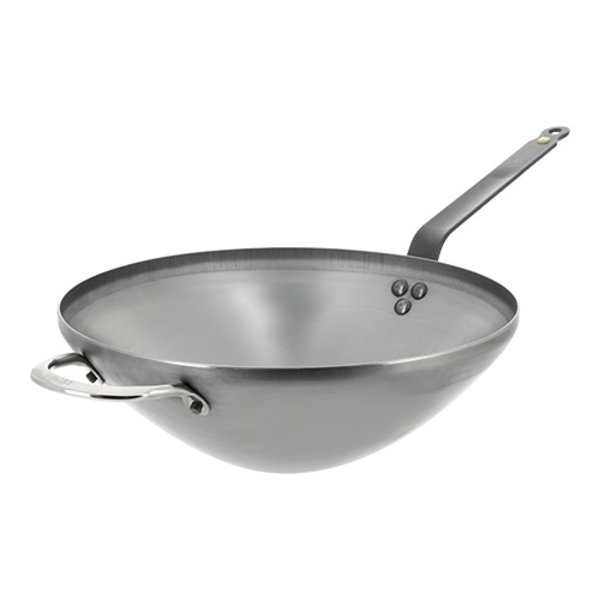 Wok plaatstaal & geklonken ijzeren handgreep | Ø32x10(h)cm