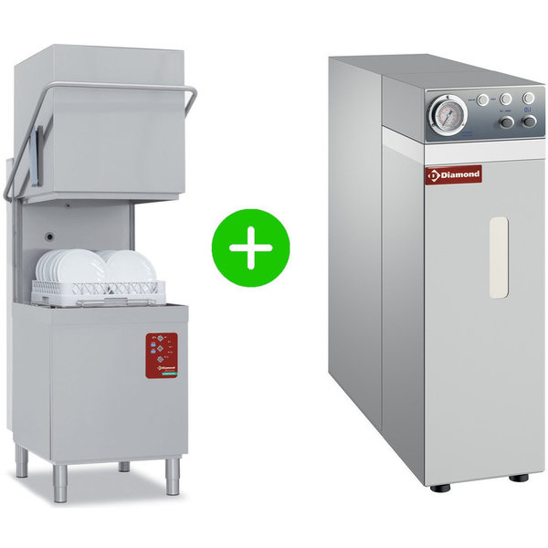 Doorschuifvaatwasser + Osmose Unit | Ontsmetting | Mand 500x500mm | Afvoerpomp | Zeeppomp | Naglanspomp | Breaktank | 710x800x1530/2010(h)mm
