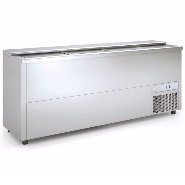 Koelkist met Werkblad | RVS | 580L | +2°C/+8°C (Statisch + Ventilator) | 4 Schuifdeksels (Dicht) | 1990x550x850(h)mm