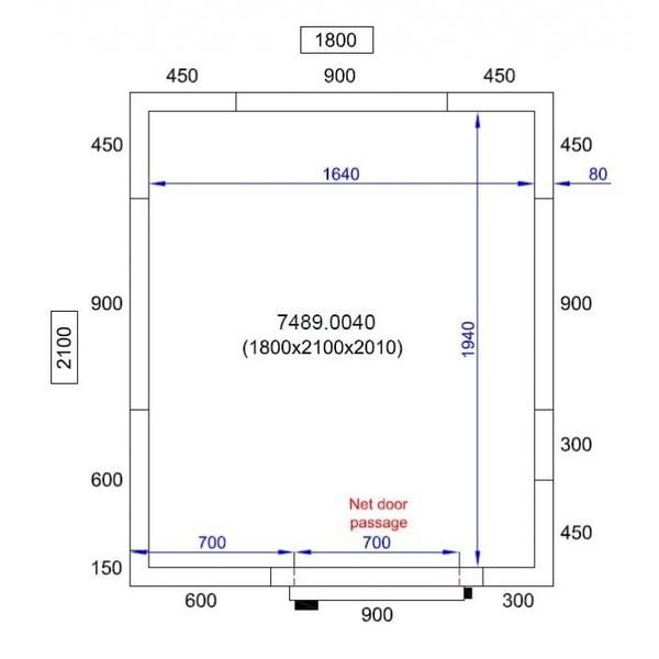 Vriescel | PRO LINE | Incl. Motor | 5.9m³ | -10°C/-25°C | Isolatie 80mm | 230V | 1800x2100x2010(h)mm
