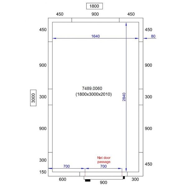 Vriescel | PRO LINE | Incl. Motor | 8.5m³ | -10°C/-25°C | Isolatie 80mm | 230V | 1800x3000x2010(h)mm