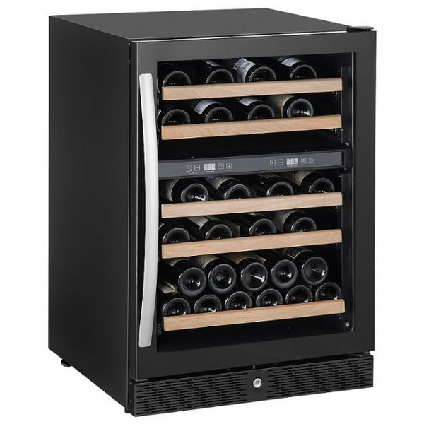 Wijnkoelkast 165L | 43-44 flessen | Met glas deur + 5 roosters | 230V | Statisch met ventilator | 595x655x860(h)mm