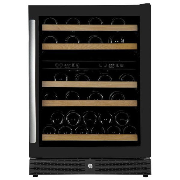 Wijnkoelkast 165L | 43-44 flessen | Met glas deur + 5 roosters | 230V | Statisch met ventilator | 595x655x860(h)mm