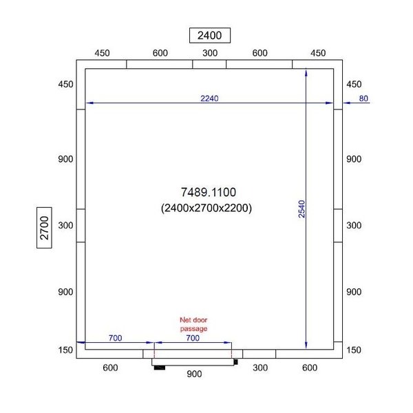Koel-/Vriescel | PRO LINE | 11.6m³ | Isolatie 80mm | 2400x2700x2200(h)mm