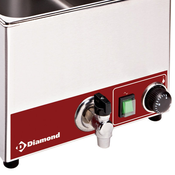 Bain-Marie | Tafelmodel + Aftapkraan | Elektrisch (1.5kW) | 1/1 GN (150mm) | 330x530x240(h)mm
