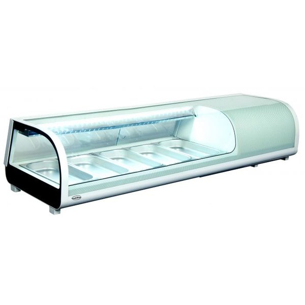 Sushivitrine | Wit/Zwart | 52L | 0°C/+12°C | Statisch | 5x 1/3 GN | Compressor Rechts | 1352x420x265(h)mm