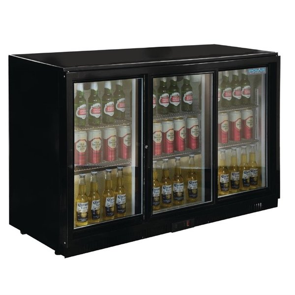 Barkoelkast | 330L | Zwart | +2°C/+8°C | Geventileerd | 3 Schuifdeuren | 1350x520x900(h)mm