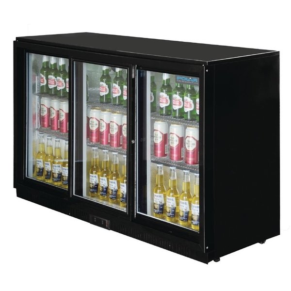 Barkoelkast | 330L | Zwart | +2°C/+8°C | Geventileerd | 3 Schuifdeuren | 1350x520x900(h)mm