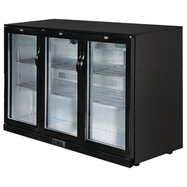 Barkoelkast | 330L | Zwart | +2°C/+8°C | Statisch + Ventilator | Klapdeuren | 1350x520x900(h)mm