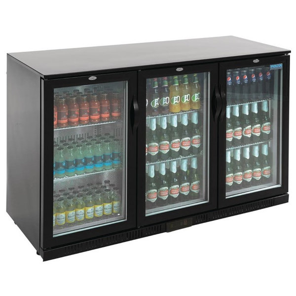 Barkoelkast | 330L | Zwart | +2°C/+8°C | Statisch + Ventilator | Klapdeuren | 1350x520x900(h)mm