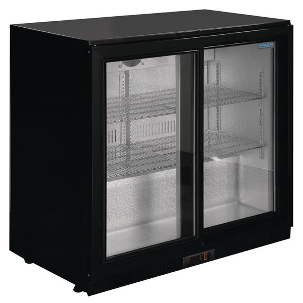 Barkoelkast | 208L | Zwart | +2°C/+8°C | Geventileerd | Schuifdeuren | 900x520x900(h)mm