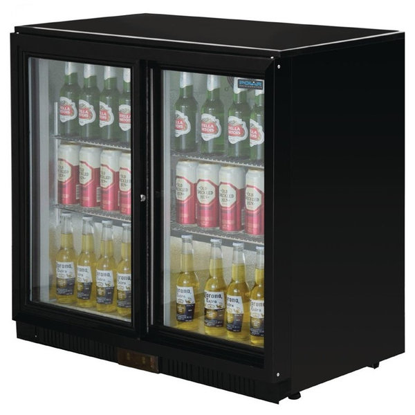 Barkoelkast | 208L | Zwart | +2°C/+8°C | Geventileerd | Schuifdeuren | 900x520x900(h)mm