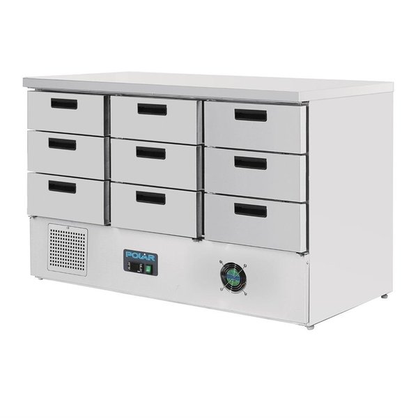 Koelwerkbank | 368L | 9 Laden (1/1 GN) | +2°C/+5°C | Geventileerd | 0.24kW | 1365x700x880(h)mm