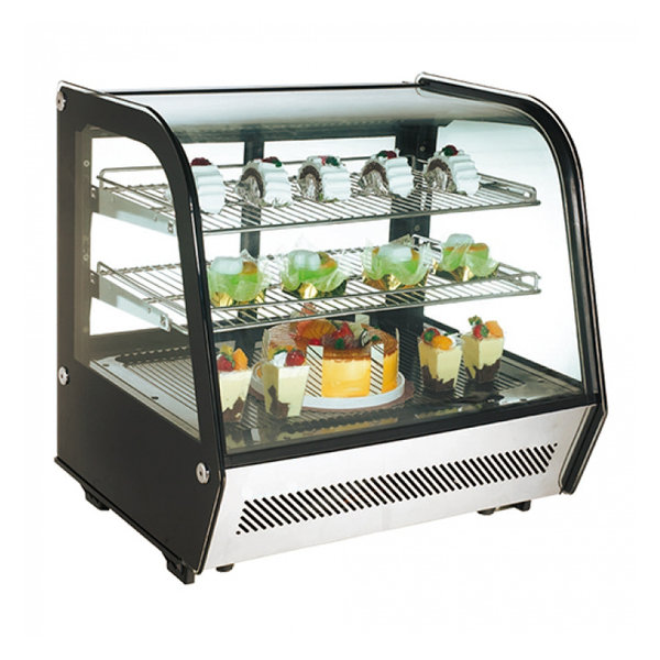 Koelvitrine | 160L | Zwart/RVS | +2°C/+12°C | 3 Schappen | 874x568x686(h)mm