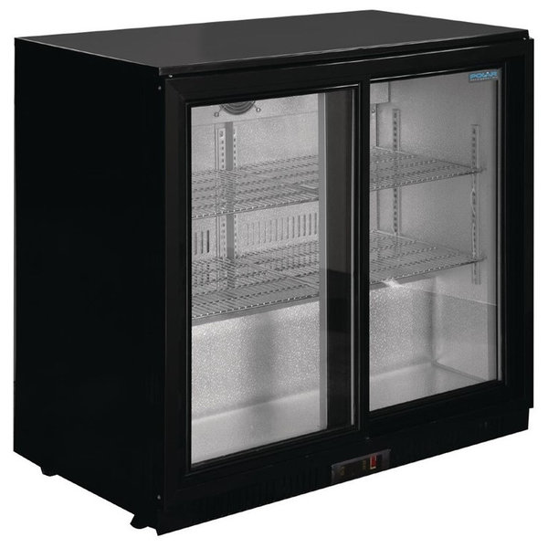 Barkoelkast | 198L | Zwart | Laag Model | +2°C/+8°C | Geventileerd | Schuifdeuren | 900x520x850(h)mm