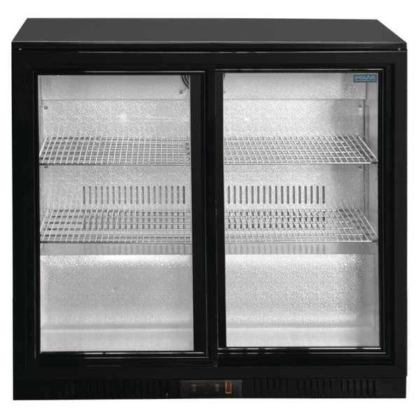 Barkoelkast | 198L | Zwart | Laag Model | +2°C/+8°C | Geventileerd | Schuifdeuren | 900x520x850(h)mm