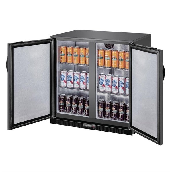Barkoelkast | Laag Model | 198L | Zwart | +2°C/+8°C | Geventileerd | 2 Klapdeuren (Dicht) | 900x520x850(h)mm