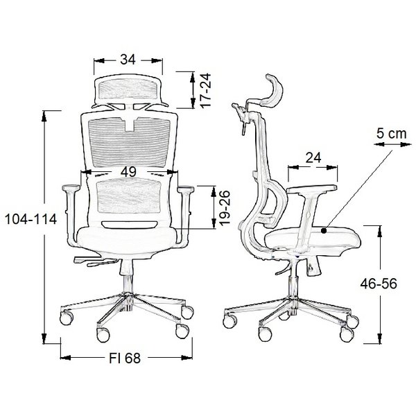 Bureaustoel Trent black | Zithoogte 46-56cm