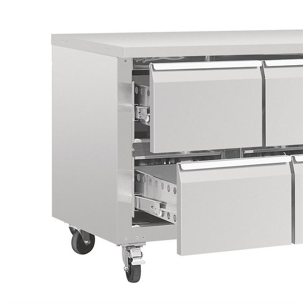 Koelwerkbank | 553L | 8 Laden (1/1 GN) | -2°C/+8°C | Geforceerd | Wielen (Geremd) | 2230x700x850(h)mm