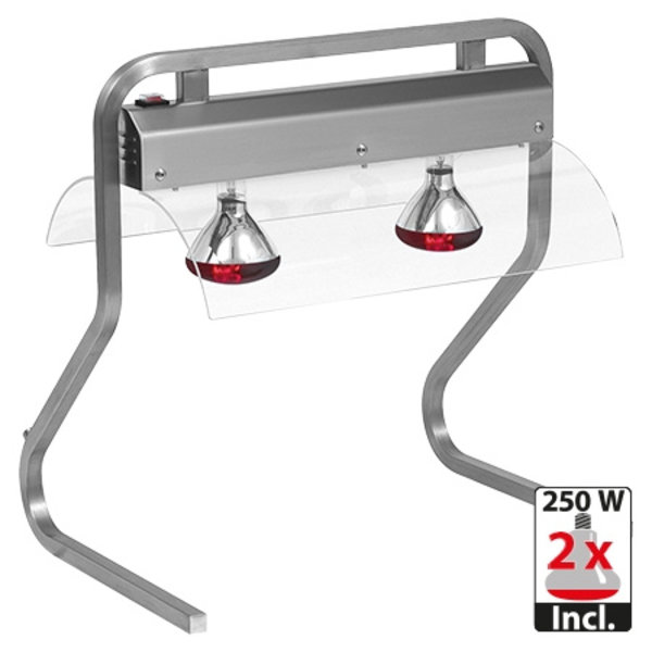 Warmhoudbrug RVS | 2/1 GN | 2 infrarode lampen | 230V | 680x530x720(h)mm