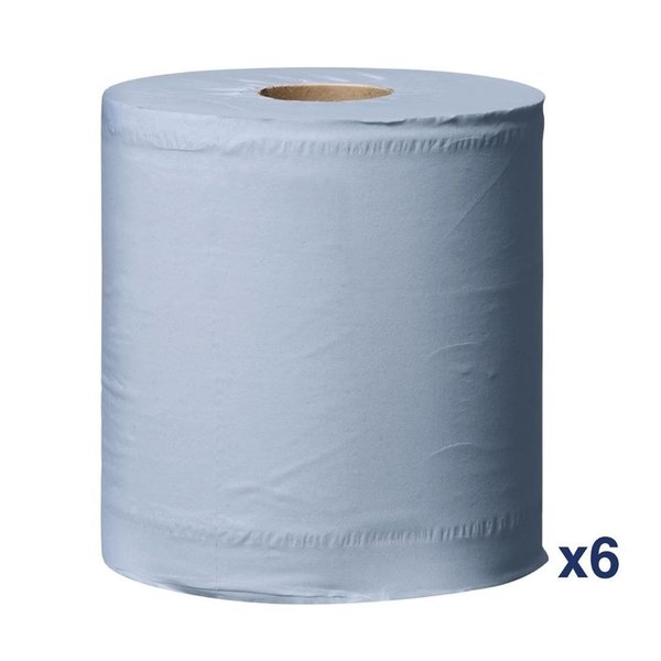 Centrefeed handdoekrollen blauw | 6 stuks | 2 laags | 450 vellen per rol