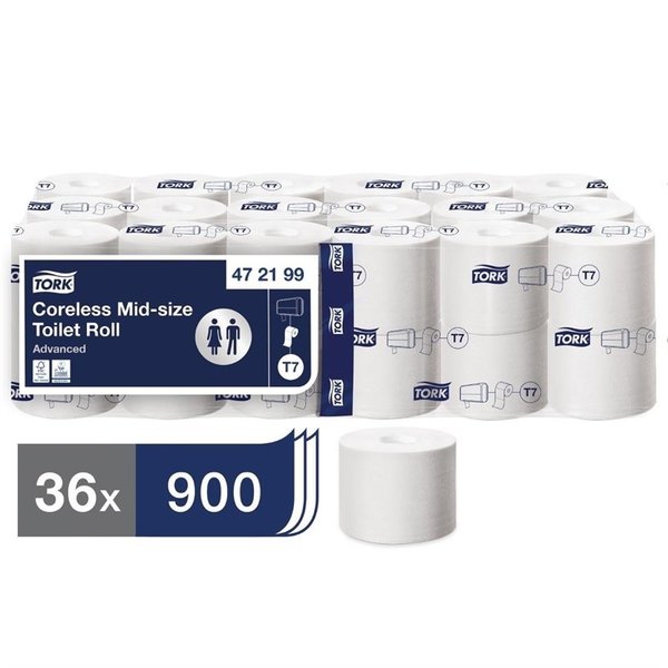 Coreless toiletrollen navulling | 36 stuks | 2 laags | Ca. 900 vellen per rol