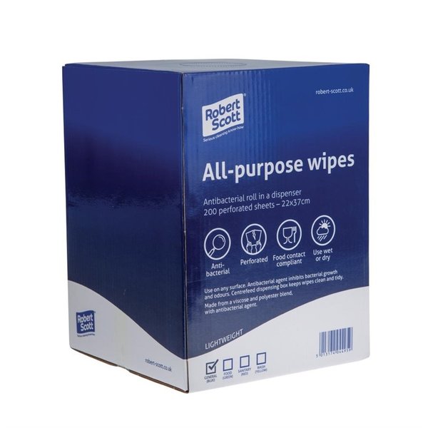 Multifunctionele antibacteriële doekjes blauw | 200 stuks | 80% viscose en 20% polyester | 37x22cm