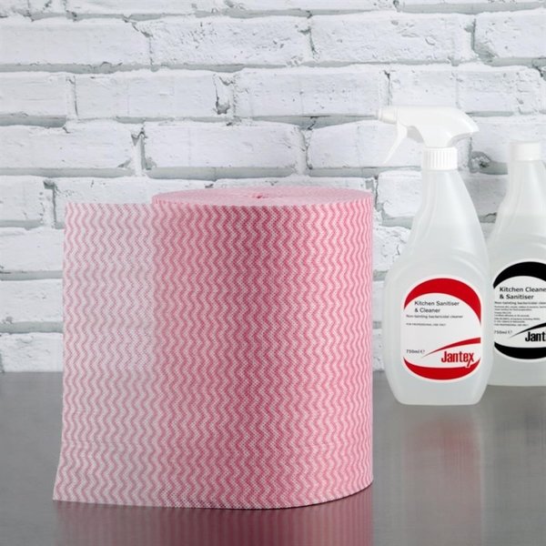 Multifunctionele antibacteriële doekjes rood | 200 stuks | 20% polyester en 80% viscose | 37x22cm