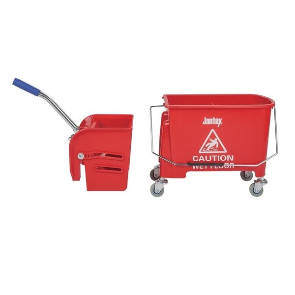 Rol emmer met wringer rood | 20L | Met opvangbak en rooster | 350x280x480(h)mm
