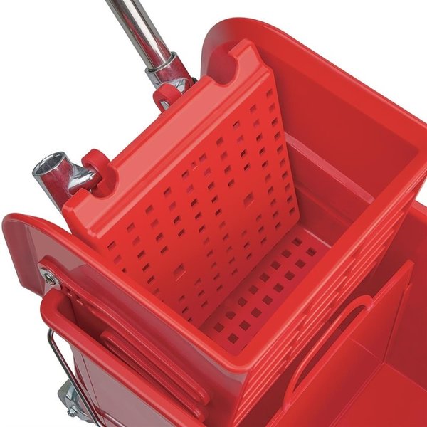 Rol emmer met wringer rood | 20L | Met opvangbak en rooster | 350x280x480(h)mm