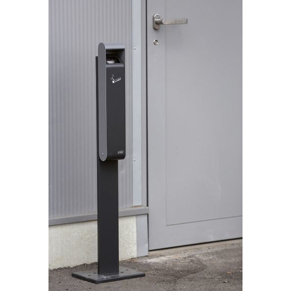 Wand-Asbak + Paal | Extra Smal | RVS/Grijs | 3L | 250x200x1000(h)mm