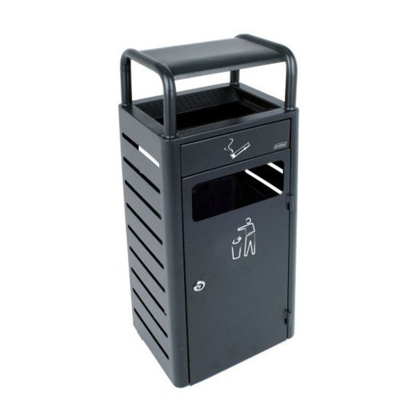 Afvalbak + Asbak | Metaal (Grijs) | 20L + 2.3L | Open | 330x280x895(h)mm