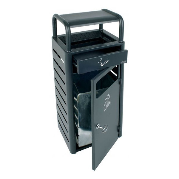 Afvalbak + Asbak | Metaal (Grijs) | 20L + 2.3L | Open | 330x280x895(h)mm