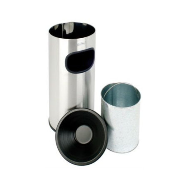 Afvalbak + Asbak | Metaal (Zwart) | 30L | Ø250x650(h)mm
