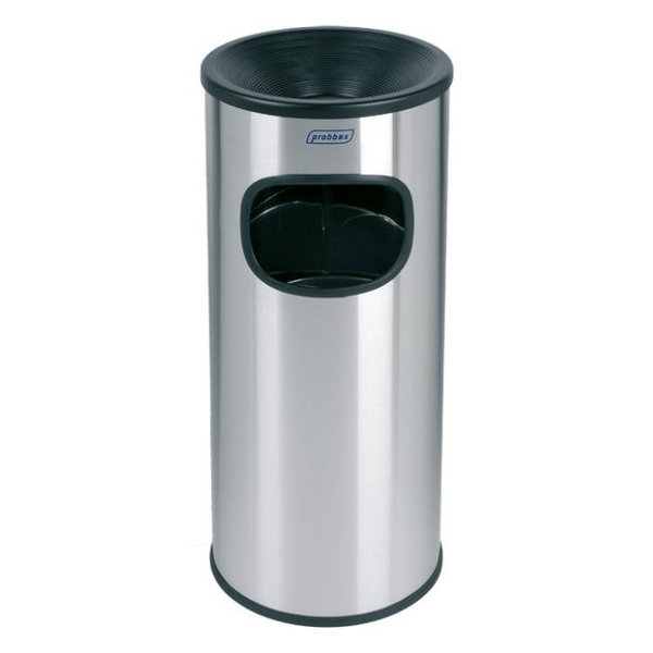 Afvalbak + Asbak | RVS (Geborsteld) | 30L | Los Deksel | Ø250x650(h)mm