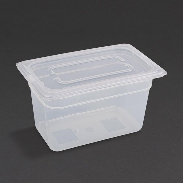 GN bak polypropyleen met deksel 1/4 - 3,7L | 4 stuks | 265x162x150(h)mm