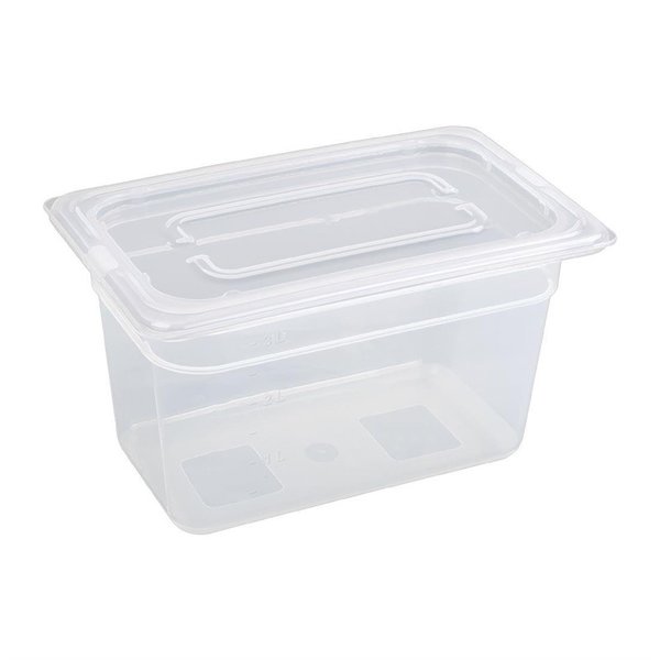 GN bak polypropyleen met deksel 1/4 - 3,7L | 4 stuks | 265x162x150(h)mm