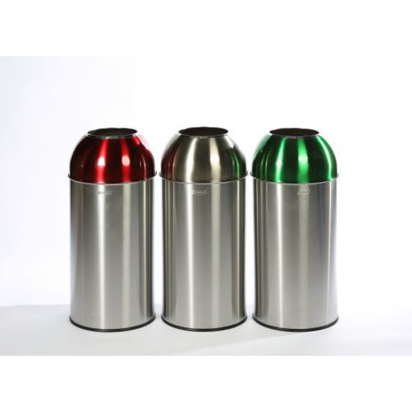 Afvalbak | RVS (Geborsteld/Rood) | 40L | Open | Afvalscheiding | Ø350x740(h)mm