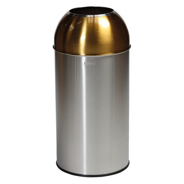 Afvalbak | RVS (Geborsteld/Geel) | 40L | Open | Afvalscheiding | Ø350x740(h)mm