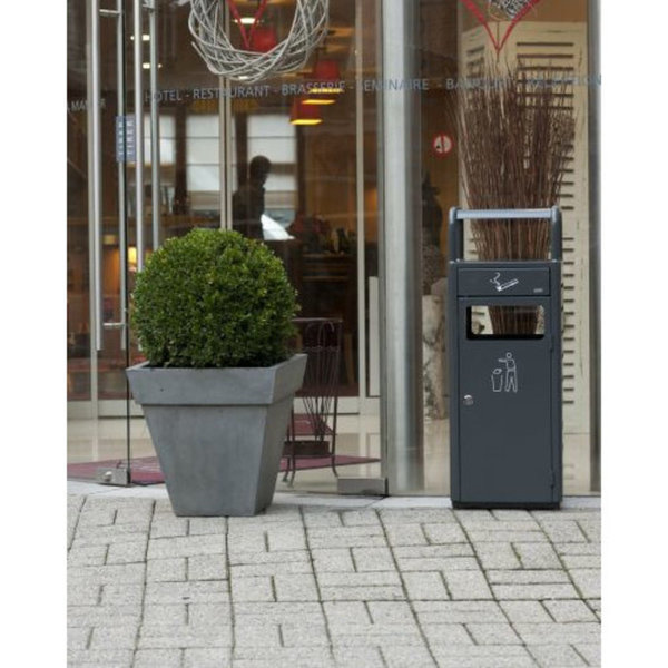 Afvalbak + Asbak | Metaal (Grijs) | 43L + 5.9L | Open | 480x250x960(h)mm