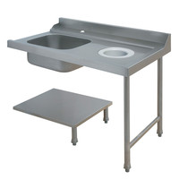 Diamond Aanvoertafel | Rechts | Kuip + Afvalopening + Onderschap | Kraangat | Achteropstand | 1200x715x850/1000(h)mm 