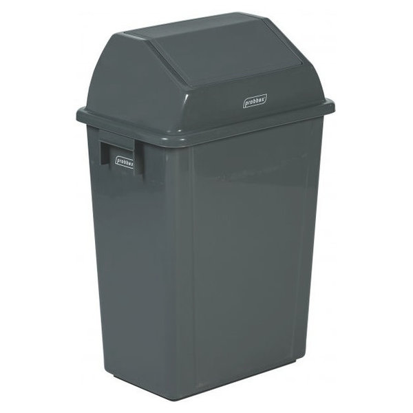 Wandafvalbak | Kunststof (Grijs) | 40L | Tuimeldeksel | Incl. Bevestiging | 395x276x600(h)mm