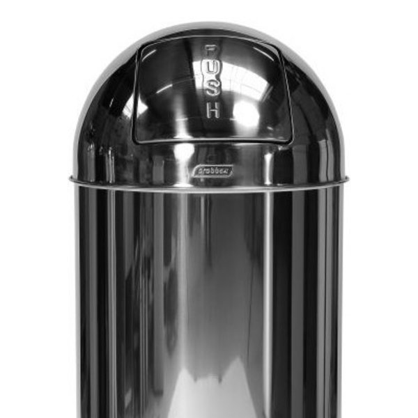Afvalbak | RVS (Glanzend) | 40L | Duwdeksel | Ø350x740(h)mm