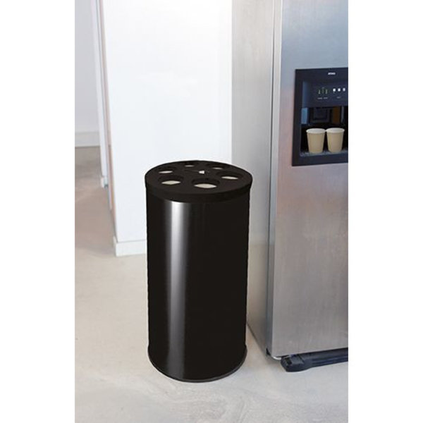 Afvalbak | Metaal (Zwart) | 40L | Wegwerpbekers | Ø400x700(h)mm