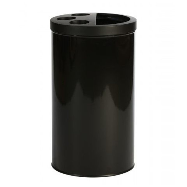 Afvalbak | Metaal (Zwart) | 40L | Wegwerpbekers + Afvalscheiding | Ø400x700(h)mm