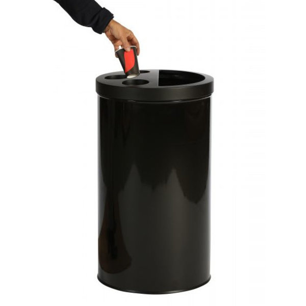 Afvalbak | Metaal (Zwart) | 40L | Wegwerpbekers + Afvalscheiding | Ø400x700(h)mm