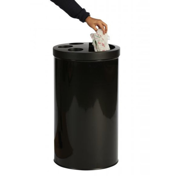 Afvalbak | Metaal (Zwart) | 40L | Wegwerpbekers + Afvalscheiding | Ø400x700(h)mm