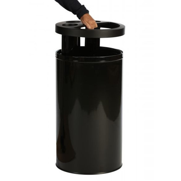 Afvalbak | Metaal (Zwart) | 40L | Wegwerpbekers + Afvalscheiding | Ø400x700(h)mm