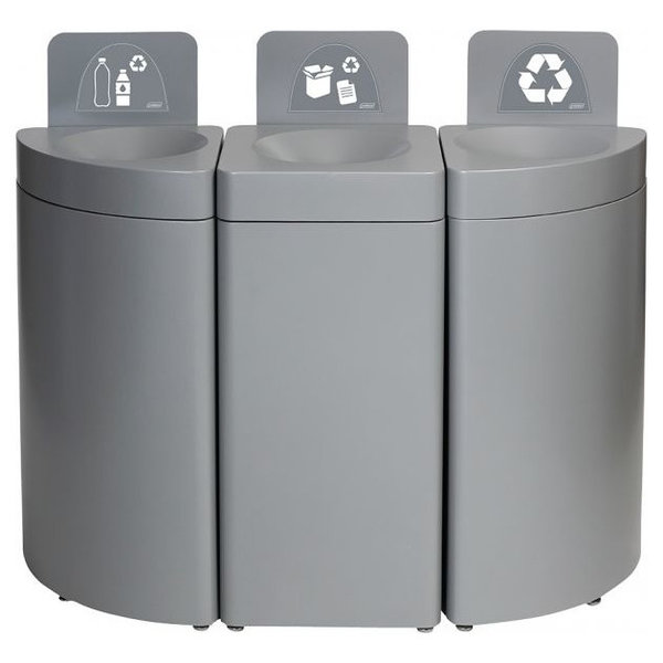 Afvalbak | RVS (Geborsteld) | 36L | Open | Vlamdovend | Afvalscheiding + Modulair | 350x350x755(h)mm